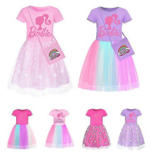 SLDXD Barbie-Pink Mädchenkleid Star Rainbow Rainbow Spitzenrock und Crossbody-Tasche Set Philipa Geschenke 2025
