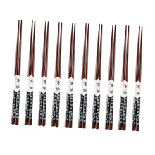 10 Pairs Japanese Wooden Chopsticks Set with Smooth Finish, Natural Reusable Design for Dining
