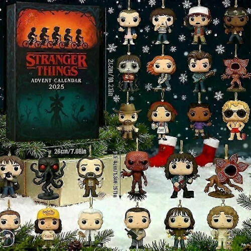 Stranger Things 2025 Adventskalender Acryl-Ornamente Weihnachts-Countdown-Box