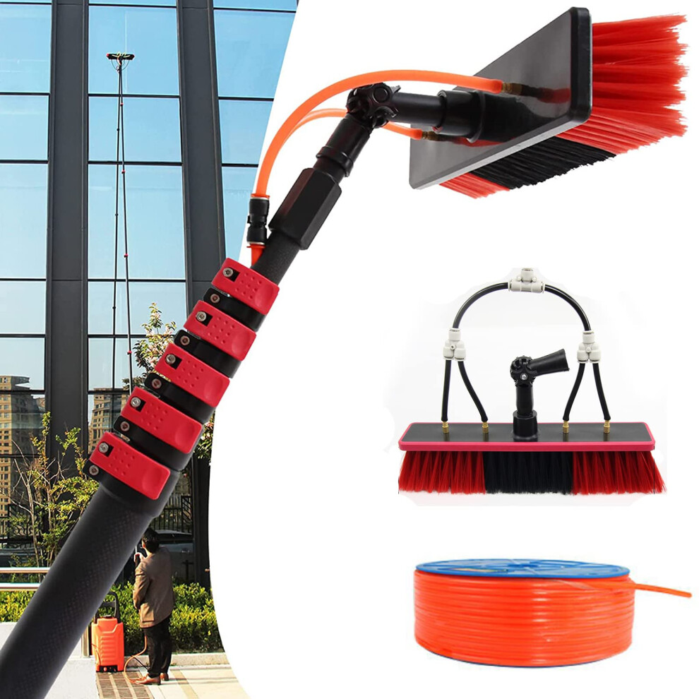 Solar Panel Cleaning Brush With 10.8M Water Fed Telescopic Pole, Extra Long Reach, Carbon Fiber 9070919373701