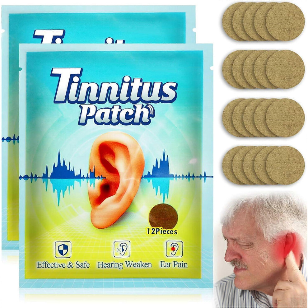 24Pcs Tinnitus Relief Patches for Ringing Ears-Natural Herbal Earache Treatment,Ear Pain Relief,Soothing Itchiness,and Hearing Loss