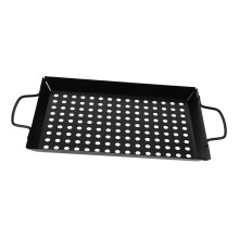 Outdoor Grill Pan with Dual Handles, Large Hole Nonstick BBQ Griddle for Fish and Skewers