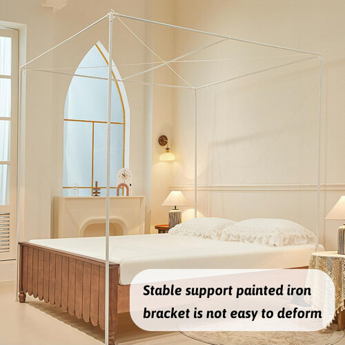 Mosquito Net Bed Canopy with 360 Protection, DoubleLayer Light Blocking, FourCorner Design for Single Bed 2x2.2m 2