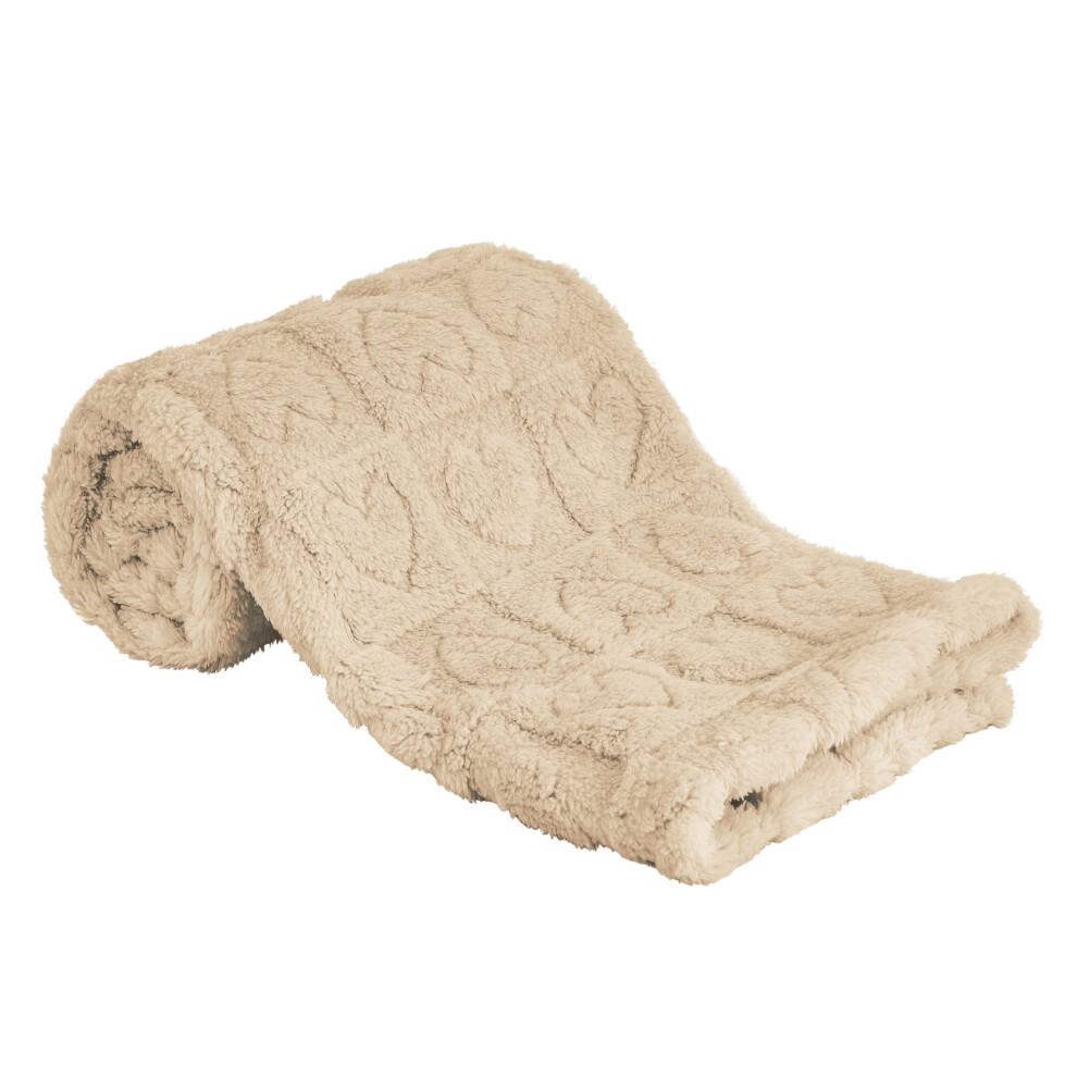 Baby Blanket Ultra Soft Fleece Heart Checkered for Crib Stroller Boys Girls 30x40 Khaki