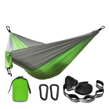 Double Camping Hammock 1200 lbs Capacity with Straps, Breathable Rope for Backyard Garden Green Grey