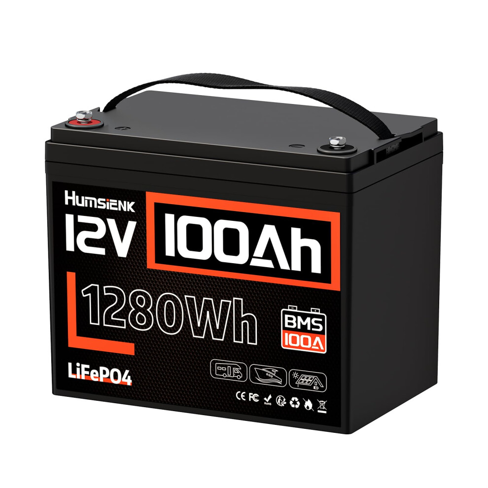 12V 100Ah Lifepo4 Deep Cycle Battery With Bms, Low Temp Protection For Rv, Marine, Solar 9113335296299