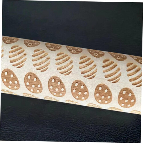 Wooden Embossed Rolling Pin with Egg Pattern for Baking Cookies Pastry Pizza Pasta 1