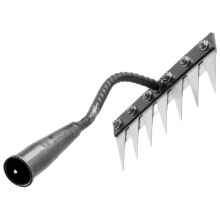 Heavy Duty Steel Garden Rake Head with Seven Tines for Soil Loosening and Leveling 31x9.5x23.5 cm