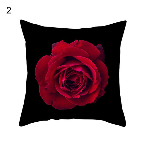 Square Rose Pattern Throw Pillow Case Polyester Peach Skin Valentine's Day Pillowcase Home Decor-2