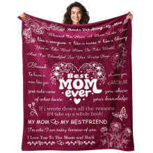 Mom Gift Blanket 50x60 Merlot Red Soft Cozy Throw for Birthday Christmas Mothers Day