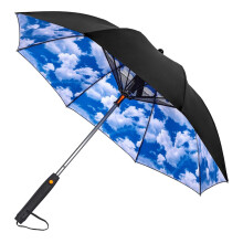 3 in 1 Cooling Fan Umbrella with Mist Spray and Sun Protection Fabric, Blue Sky
