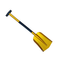 Retractable Folding Snow Shovel with Telescopic Handle for Winter Ice Removal Camping Garden Gold