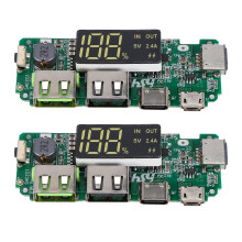 LED Dual USB 5V 2.4A Micro/Type-C USB Mobile Power Bank 18650 -latausmoduuli Litiumakku-laturikortti 2 Pc