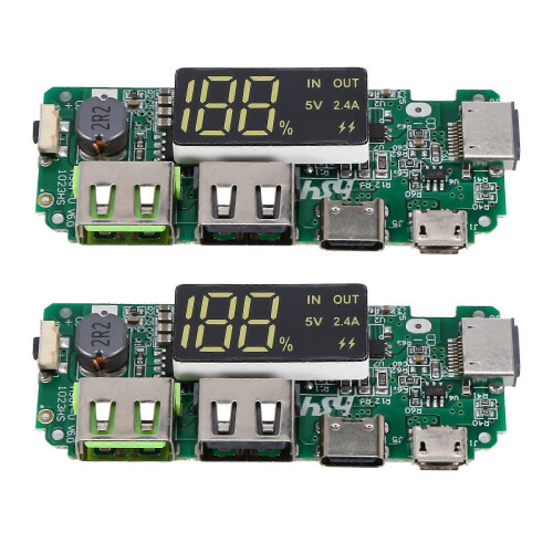 LED Dual USB 5V 2.4A Micro/Type-C USB Mobile Power Bank 18650 Μονάδα φόρτισης Πλακέτα