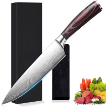 8 Inch Professional Chef Knife Carbon Stainless Steel Kitchen Knife with Ergonomic NonSlip Grip