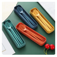 Travel Utensils Set EcoFriendly Wheat Straw Cutlery with Chopsticks Fork Knife Spoon for Camping