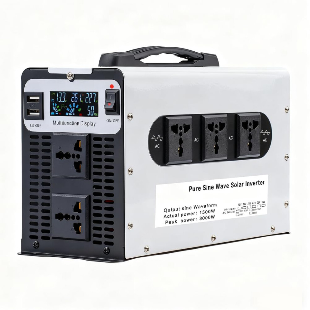 Pure Sine Wave Solar Power Inverter 1500W/3000W Dc 12V/24V/48V To Ac 110V/220V With Usb And Ac Outlets 9113335297968