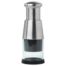 Garlic Press Stainless Steel Crusher with Clear Container for Ginger Chili Easy Clean Grip Base
