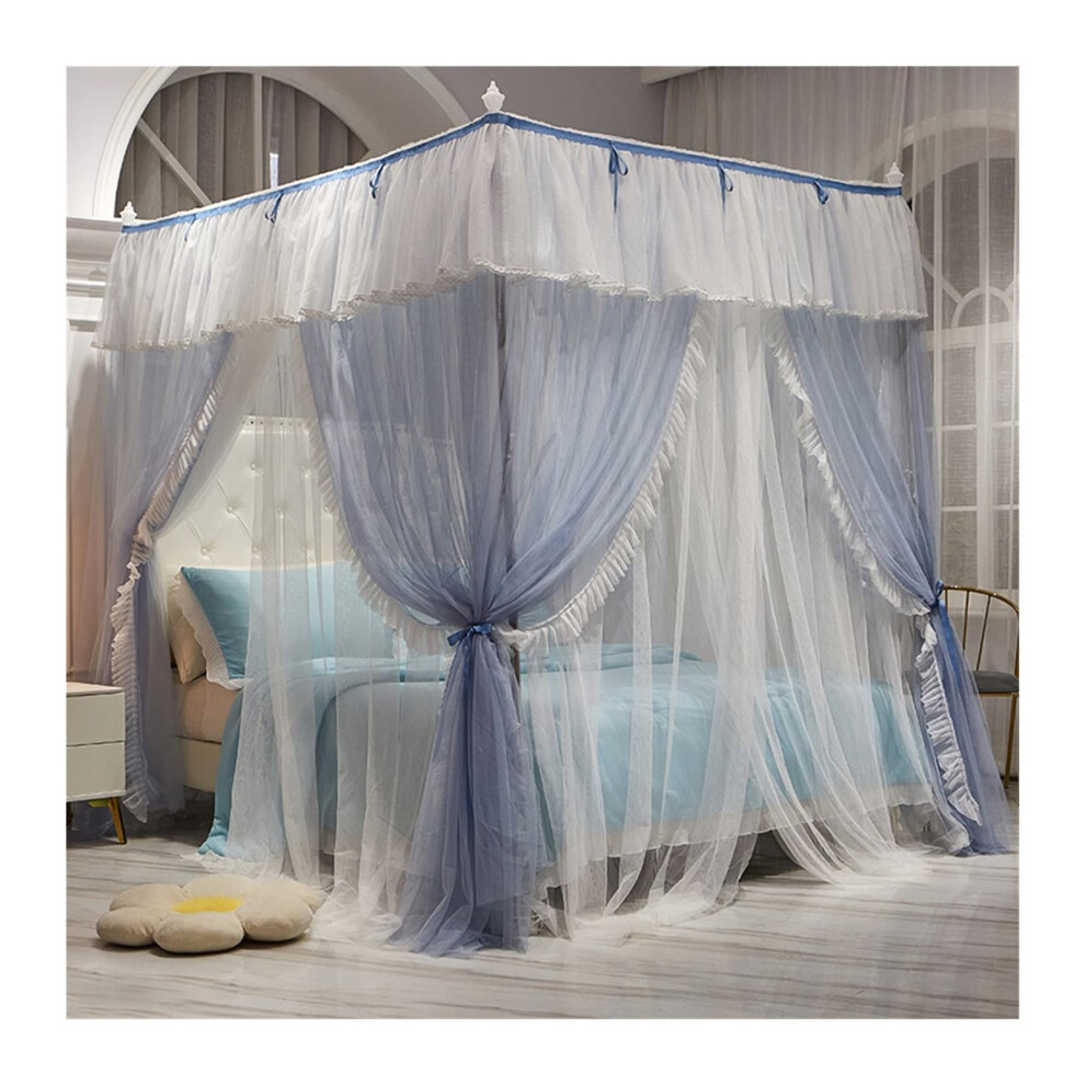 Bed Canopy Mosquito Net, 360 Full Enclosure Lace Privacy Curtain, FloortoCeiling 120x200x200cm