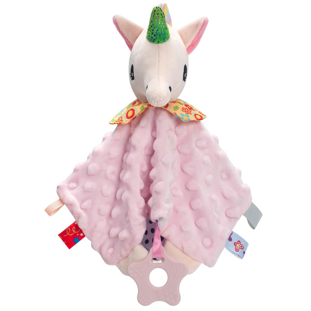 Baby Lovey Blanket Pink Unicorn Security Blanket Soft Plush Comfort for Newborn Boys and Girls