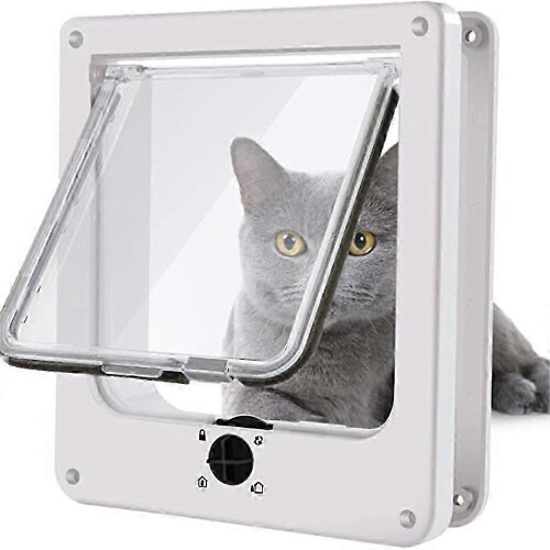 Lockable Pet Door 4 Way Locking Small Medium Large Dog Cat Flap White Frame 1