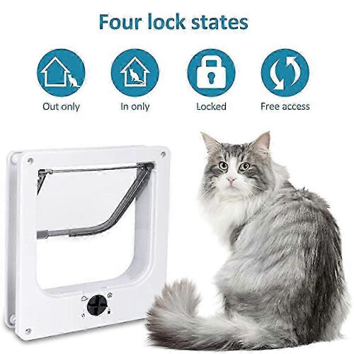 Lockable Pet Door 4 Way Locking Small Medium Large Dog Cat Flap White Frame 2