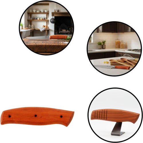 Knife Handle Replacement Solid Red Pear Wood Ergonomic Grip for Kitchen and Craft Knives 13x2.9x1 cm 2