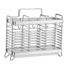 Stainless Steel Utensil Holder with Draining Rack, Wall Mounted Kitchen Organizer for Countertop