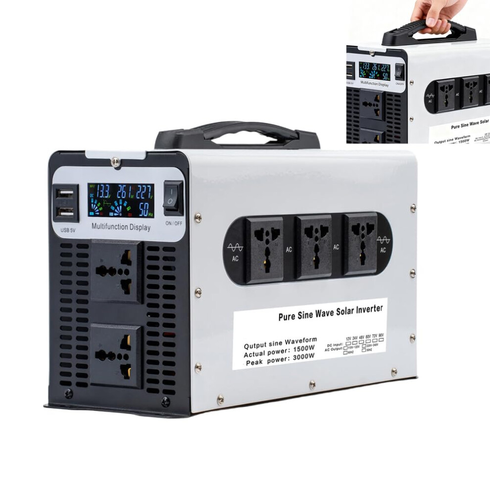 3000W Pure Sine Wave Solar Power Inverter Charger 72V To 110V 220V For Home Rv Off Grid 9070919377556