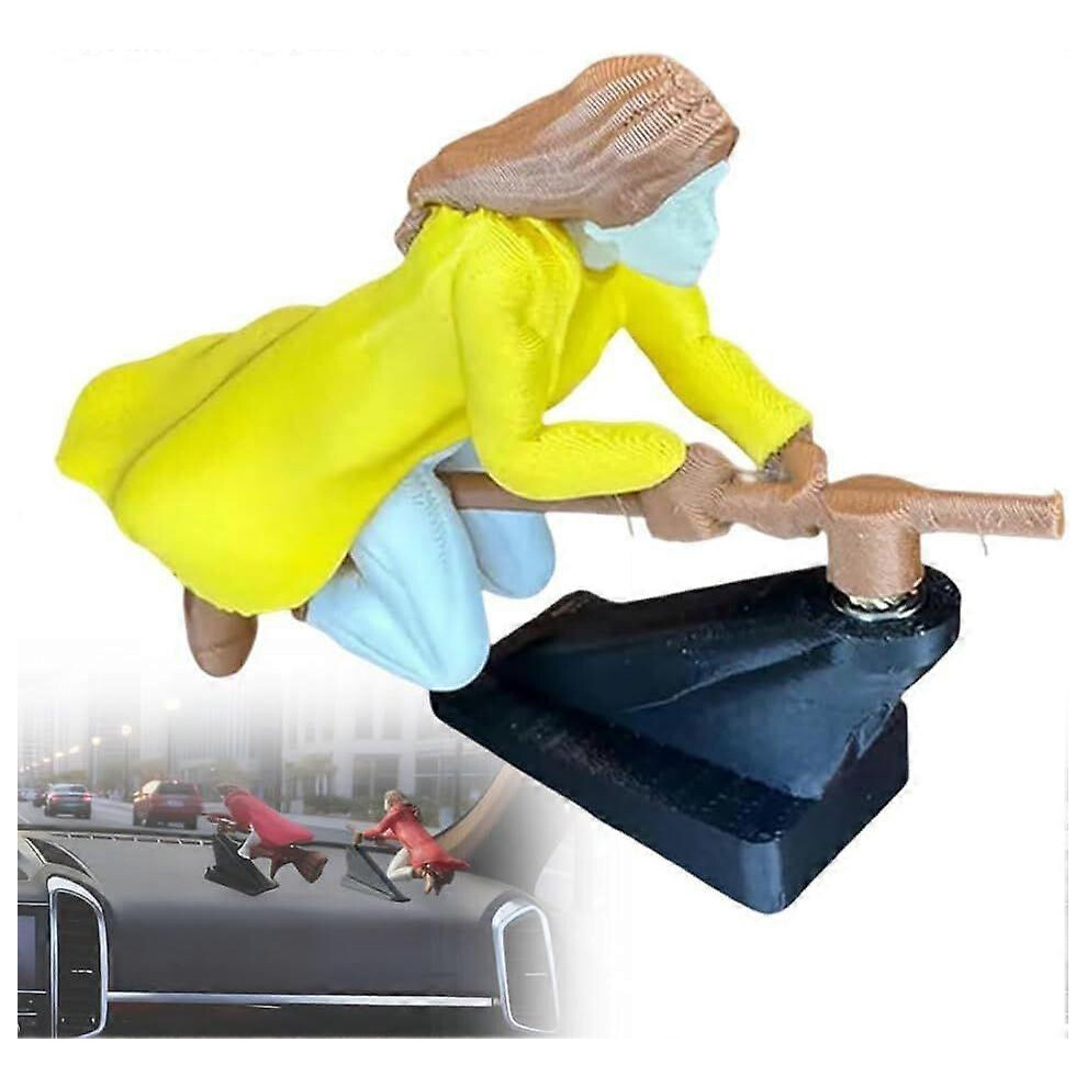 Witch And Wizard Broomstick Dashboard Drift Ornaments,Fantasy Car Decoration,Fun Drift&Turn Wizard Broomstick Decor,Mini Interactive Automobile Dash 6935161627886