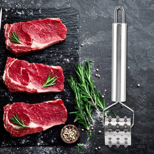 Stainless Steel Meat Tenderizer Roller with Sharp Blades for Fast Marinade Absorption Steak Tool 1