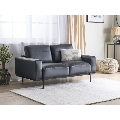 Beliani Sofa 2 Seater SOVIK Faux Leather Black 1