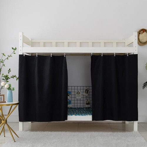 Bunk Bed Blackout Curtains for Dorm Privacy, Full Light Blocking, Black Bottom Loft, 2 Pack