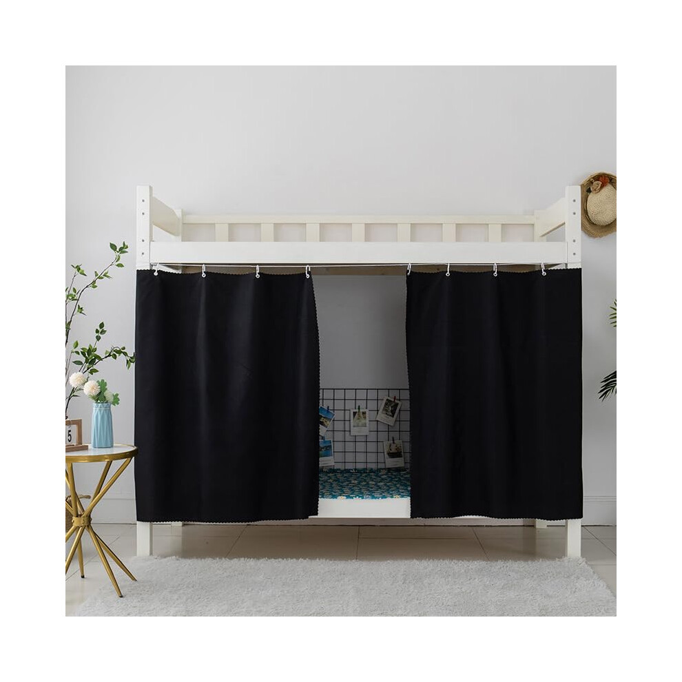 Bunk Bed Out Curtains For Dorm Privacy, Full Light Blocking, Bottom Loft, 2 Pack Black