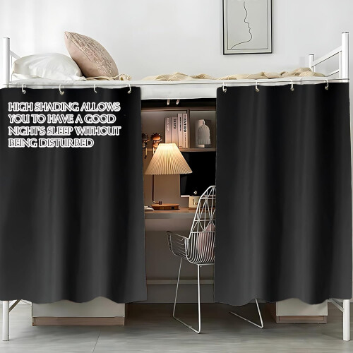 Bunk Bed Blackout Curtains for Dorm Privacy, Full Light Blocking, Black Bottom Loft, 2 Pack 1