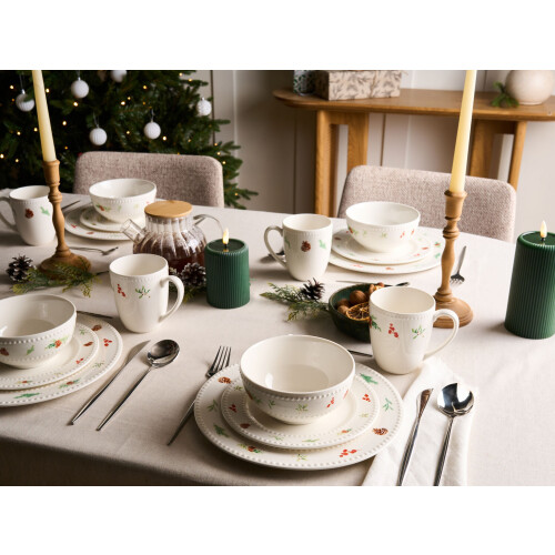 Beliani Set of 16 Dinnerware MARJORAM Porcelain White 1