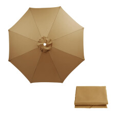 Patio Umbrella Canopy Replacement Waterproof UV Resistant Khaki Cover for 6Rib or 8Rib 8.2ft
