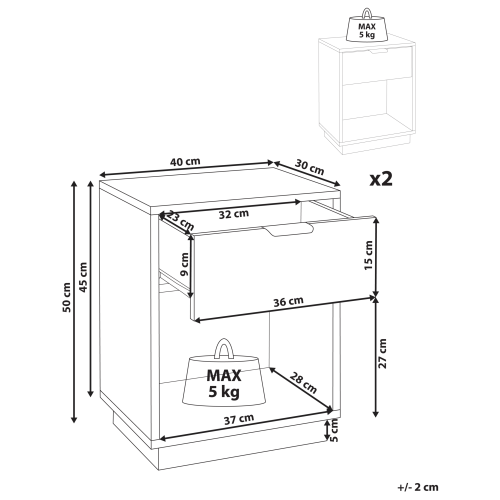 Beliani 1 Drawer Bedside Table SUMMERVILLE White 2