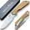 EDC Folding Knife with Stonewashed D2 Blade, Copper Finish and Textured G10 Handle 1