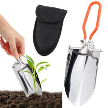 Folding Camping Shovel Stainless Steel 8.8 Inch Mini Garden Digging Trowel with Carry Pouch for Outdoor Travel