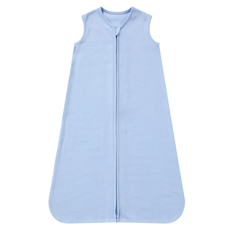 Cotton Baby Sleep Sack With Twoway Zipper, 0.5 Tog Breathable Wearable Blanket For Newborns, Large Blue