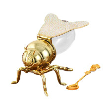 Bee Shaped Honey Jar and Glass Sugar Bowl with Lid, Elegant Design with Rose Spoon for Kitchen