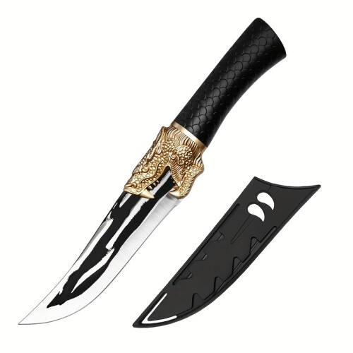 10 Inch Forged Chef Knife with Sharp Blade, Ergonomic Handle and Unique Dragon Head Design