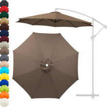Patio Umbrella Canopy Replacement 9.5ft for 6 Ribs Waterproof Ventilated Polyester Cover Brown