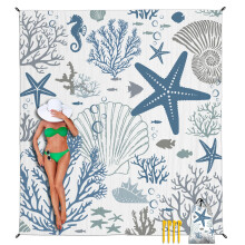 Oversized Waterproof Sandproof Beach Blanket 83x95in Extra Large Quick Dry Mat with Starfish Pattern for Family Picnic Camping
