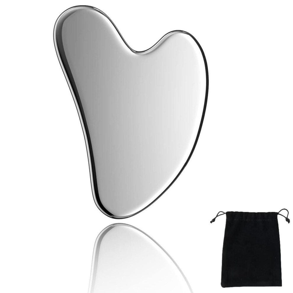 Stainless Steel Gua Sha Tool Set, HeartShaped Face Massage for Circulation and Puffiness Relief