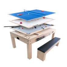 Table Multi Jeux 7 en 1 & Banc de Rangement en Chêne Polyvalent Table à Manger