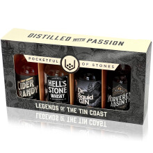Pocketful Of Stones Legends of the Tin Coast Cornish Gift Pack ? Premium Cornish Spirit Collection Featurning Cider Brandy, Hell?s Stone Whisky, Dr