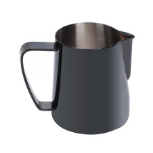 350ml Black Stainless Steel Milk Frothing Pitcher with Lid for Latte Art and Gravy Serving