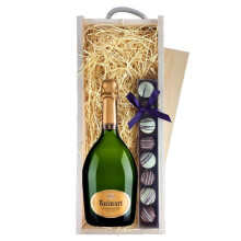 Ruinart Brut Champagne 75cl & Champagne Truffles, Wooden Box 75cl 12.5% abv